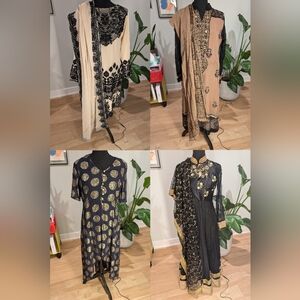 Variety LOT of 3 Eid Indian clothes outfits salwar kameez, kurta sets, Anarkali